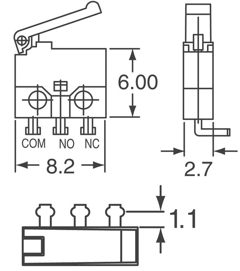 微动开关压接行程开关 动作复位微动开关 电路spdt mds6500al02rs