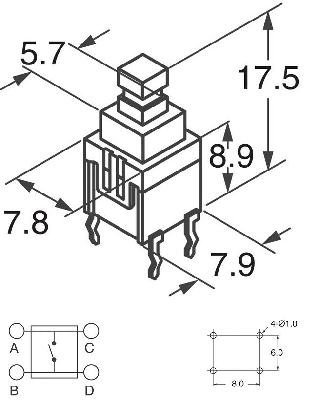 带机械工作按键自锁开关 ese-20c441--按钮开关|tactswitch|自锁开关